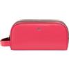 DUDU Beauty Case da Viaggio Uomo Donna in Pelle Morbida Resistente, Borsa da Toilette a Doppia Lampo, Interno Idrorepellente, Borsa a Mano con Maniglia Lampone