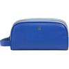 DUDU Beauty Case da Viaggio Uomo Donna in Pelle Morbida Resistente, Borsa da Toilette a Doppia Lampo, Interno Idrorepellente, Borsa a Mano con Maniglia Fiordaliso