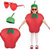 AYBUY Costume da Frutta Abito per Bambini, Bambina Costume da Frutta | Costume Divertente da Frutta per Carnevale, Costume Divertente con Cappello, Vestito, Occhiali per Halloween Feste Spettacoli