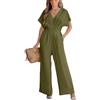 CUPSHE Tuta estiva da donna, con scollo a V, maniche corte, gamba larga, stile casual
