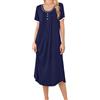 Ekouaer Camicia da Notte Donna Estiva Lunga Maniche Corte Pigiama, S-XXL | Silhouette a trapezio, scollo rotondo, maniche rifinite in pizzo, per casa, viaggi, vacanze al mare e passeggiate in città