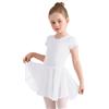 Eisnnu Ragazza Vestito da Balletto Vestito Danza Tutu Body Ginnastica Cotone Manica Corta con Chiffon Gonna Adatto all'età 2-11 Anni