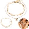 DONFORTLY Collana Conchiglie Boho Chic, 2 Pezzi, con Braccialetto Coordinato, Stile Spiaggia, Accessorio Naturale per Estate e Vacanze, Perfetta per Look Estivi