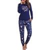 Bresdk Pigiama Donna Cotone Lungo Stampato con Pantaloni Jogger | Maglia Girocollo E Pantaloni con Polsini, Tasche Laterali E Vita Elasticizzata con Coulisse Interna