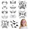 LDBKLGHJ Tatuaggi Temporanei Uomo Donna - 12 Pezzi Template Makeup per Bambini e Adulti, Template per Tatuaggi Facciali Riutilizzabili, Design Creativi per Party e Halloween