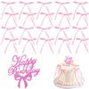 DONFORTLY Decorazioni per Torta Compleanno Set, 1 "Buon Compleanno Cake Topper + 20 Fiocchi Rosa per Torta, Ideale per Compleanni, Matrimoni e Feste - Materiale Resistente e Riutilizzabile, Perfetto