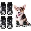Eowppue 2 Paia di Calzini Antiscivolo per Cani, Abbigliamento e Accessori, Protezione Zampe Con Cinghia, Controllo della Trazione (S)