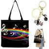 YEDOUALE Borsa per Lo Shopping con Motivo di Note Musicali e Ciondolo Gatto - Borsa Ecologica Grande 38x40 cm, Riutilizzabile e Resistente, Perfetta per Musicisti, Scuola e Uso Quotidiano