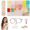 SEPWGUMD Perline DIY Set 1297 Pezzi per Braccialetti e Collane, 6 mm | Perline Piatte Colorate, Cordini Elastici Inclusi, Kit Creativo per Gioielli, Per Attività Manuali