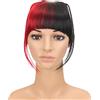 KAYLRE Frangia Sottile Capelli Veri, Frangia Clip 100% Veri Naturali Frangetta Air Bangs Finta Frangia Capelli Clip Frangia Extension Donna（Rosso+Nero）
