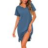 Jahetuul Camicia da Notte Donna Cotone Manica Corta Estiva V Collo | Pigiama da Donna a Maniche Corte Leggera e Confortevole Abito da Notte S-3XL