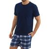 Bresdk Pigiama Uomo Estivo Corto Cotone Set 2 Pezzi Maniche Corte Shorts | Loungewear Leggero Traspirante Casa Notte