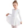 Eisnnu Ragazza Vestito da Balletto Vestito Danza Tutu Body Ginnastica Cotone Manica Lunga con Chiffon Gonna Adatto all'età 2-11 Anni