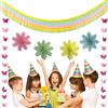 LDBKLGHJ Decorazioni Festa Carta Fiori da Appendere 7 Pezzi con Farfalle e Pioggia Colorata - Kit Decorazioni Compleanno Bambini 20cm Multicolore per Parete, Finestra, Sfondo Festa