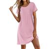 Ekouaer Camicia da Notte Donna Estiva Girocollo Maniche Corte Pigiama S-3XL | morbida, leggera, traspirante, vestibilità ampia, taschino, orlo ondulato, comoda, casa, con stampa