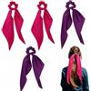 DONFORTLY 4 Cerchi per Capelli (2 Rosa + 2 Viola) - Elastici in Seta con Fiocco, Eleganti e Morbidi per Ogni Occasione