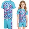 AYBUY Costume da Bagno per Ragazze, Costume Intero Bambina, Costume Intero da Sirena per Bambina con Protezione UV UPF 50+, Costume da Bagno con Volant per Ragazze 6-10 Anni