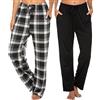 Ekouaer Pantalone del Pigiama Donna Lunghi Quadretti Pigiama Pantaloni Casual Pantaloni con Tasche e Coulisse 2 Pezzi S-XXL