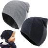 EULAPGOE Berretto Bambino Invernale,Cappello Cotone Bambino Inverno Caldo | Berretto Senza Tesa Classico e Carino | Set 2 Pezzi | Taglia Unica Elastica | Colore Nero e Grigio