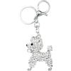 VLNET Portachiavi Tascabile a doppia anella in acciaio inossidabile stile animali.Gatti,cani,zampa,tartaruga,pesci ecc. Accessorio Unisex, Ottima idea Regalo! (cane strass 2)