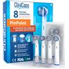 CliniCaps 8 Testine Spazzolino Elettrico Ricambio Compatibile con Oral-B Setole Precise per Pulizia Mirata CliniCaps PinPoint Doppia Protezione Bustina Asettica e Cappuccio Protettivo