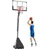 SPORTNOW Canestro Basket Regolabile per Adulti 2.45-3.05 m Portatile Nero | Supporto da Basket con Ruote, Base Riempibile, Sistema Ritorno, Tabellone Antishock, Uso Interno ed Esterno