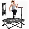 SPORTNOW Trampolino Elastico per Adulti Ø104cm Richiudibile, Nero | Tappeto Elastico, con Sistema di Apertura Chiusura in un solo Gesto, Maniglia Regolabile, 24 Molle Bungee, Carico 180kg