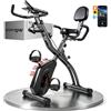 SPORTNOW Cyclette da Casa Pieghevole 4 in 1 con App Bluetooth Portatelefono | Cyclette da Camera con Banda Elastica, 8 Livelli Resistenza Magnetica, Sedile Regolabile, Display LCD, Sensore Cardiaco