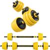 HOMCOM Manubri Regolabili 2 in 1 con Barra Bilanciere 12 Dischi Giallo | Pesi Manubri Pesi, Allenamento Casa/Palestra