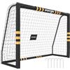 SPORTNOW Porta da Calcio, Porta Calcio con Rete PE, Picchetti da Terra, Imbottitura in EPE e Telaio in Metallo, Montaggio Facile per Allenamento Giardino Interno Esterno, Nero e Giallo