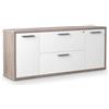 Composad | Base Multiuso con 2 Ante e 2 Cassetti con Serratura, Mobile Archivio, Portadocumenti, Ufficio, Soggiorno, (LxAxP) 180x74,3x45 cm, Bianco Laccato e Rovere Sonoma, Made in Italy