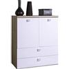 Composad | Mobile Contenitore della Linea GLOBO con 2 Cassetti e 2 Ante, Mobile Cameretta, Cassettiera, (LxAxP) 88,80x101,50x44,40 cm, Colore Rovere Mielato e Bianco laccato, Made in Italy