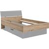 Composad | Letto della Linea LAFABRICA, Letto Una Piazza e Mezza con 1 Cassetto Contenitore, (LxAxP) 127,40x91,10x215 cm, Colore Rovere Oak Mielato e Grigio Chiaro Laccato, Made in Italy
