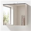 Composad | Pensile Bagno della Linea PROMESSA con 2 Ante a Specchio e Luce LED, Specchiera Con Contenitore, Arredo Bagno, (LxAxP): 39,6x65x22 cm, Grigio Cashmere Topmatt e Marmo Blunt, Made In Italy