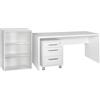 Composad | Scrivania, Cassettiera e Libreria Bassa con 2 Ripiani della Linea Disegno, Set di 3 Mobili per Ufficio, Ufficio Moderno, Colore Bianco Laccato, Made in Italy