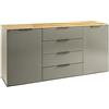 Composad | Madia della Linea GALAVERNA con 2 Ante e 4 Cassetti, Mobile Moderno Multiuso, Soggiorno o Ingresso, (LxAxP) 170,9x80,9x44,4 cm, Grigio Titanio Laccato, Rovere Mielato, Made in Italy