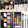 AYBUY Truccabimbi Trucco per Bambini, 41 Colori Trucco Viso Bambini | Truccabimbi Kit Anallergici Atossici, Trucca Bimbi Viso Bambini con 3 Pennelli e 3 Stencil a Diamante per Carnevale, Natale