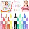 AYBUY Penne per Tatuaggi Temporanei per Bambini, 12 colori | Pennarelli per tatuaggi temporanei sulla pelle con 10 Stencil Tattoo,Kit Pennarelli Tatuaggi Temporanei Bambini per Carnevale