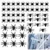 LDBKLGHJ Giocattolo Ragni Finti in Plastica Realistica per Decorazioni Halloween + Set da 50 Pezzi + Diverse Dimensioni + Colore Nero con Occhi Rossi