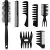AYBUY Spazzola Capelli Uomo Styling Set, 7 Pezzi Pettine Capelli Uomo | Pettine per Capelli Ricci Comb, pettine professionale per parrucchiere e barba, Pettini a denti larghi per styling pompadour