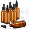 AYBUY Set di Flaconi Contagocce, 6 * 50 ml Marrone Bottiglie Contagocce Vetro, Con imbuto e cannuccia, per Laboratorio, Olio Essenziale, Cosmetici, Aromaterapia