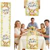 MAXMURYS runner primaverile tavola 1 pezzo decorazione pasquale 40x140 cm lino floreale con conigli per cucina soggiorno pranzo feste primavera regalo ideale