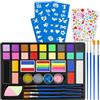 AYBUY Truccabimbi Trucco per Bambini, 31 Colori Trucco Viso Bambini | Truccabimbi Kit Anallergici Atossici, Trucca Bimbi Viso Bambini con 4 Pennelli e 40 Stencil per Halloween, Carnevale, Natale