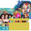 URAQT Truccabimbi, 28 Colori Body Painting, Face Painting Bambini Pittura Corpo Sicuro e Non Tossico, Colori per Pancia Gravidanza per Carnevale, Pasqua, Cosplay, Make Up