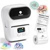 Phomemo M110 Etichettatrice Portatile, Bluetooth Etichettatrice Etichette Adesive,Stampante Etichette Adesive termica Ideale per Codici a barre, Cucina, negozi, Compatibile con Android iOS, Bianca