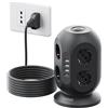 TESSAN 20W Ciabatta Multipresa 8 Schuko e USB, Multipresa con Interruttore | Prolunga Elettrica 2 Metri, Adattatore Itailne per Ufficio, Casa, Nero