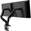 Invision Braccio Monitor Supporto Schermi 19-32 pollici, VESA 75/100mm, Morsetto Scrivania, Regolazione Dell'altezza con Inclinazione, Girevole e Ruota, Capacità di Carico 2-9kg MX400 Braccio Doppio