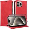 Beajew Cover per Oppo A79 5G, [2X Vetro Temperato]Premium PU Pelle Portafoglio Libretto Flip Protettiva Antiurto Custodia,[Slot Schede] [Chiusura Magnetica] [Funzione Stand]-Rosso