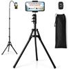 TAMARINDUS Treppiede Smartphone Stabile Regolabile Fino a 190 cm con Telecomando Bluetooth, Base Larga e con Testa 360°