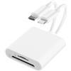 Oliveria Lettore Schede SD iPhone, 2 in 1 Lettore SD iPhone, Lightning SD Card Reader, Lettore Scheda SD iPhone, Adattatore Scheda SD per iPhone, SD Card Reader per iPhone iPad, SD Card Reader iPhone 16 15 14